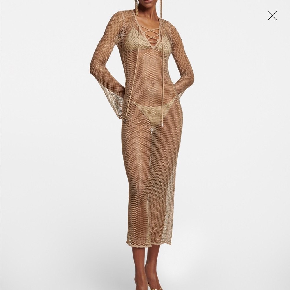 Simkhai tate embellished bronze beach cover up